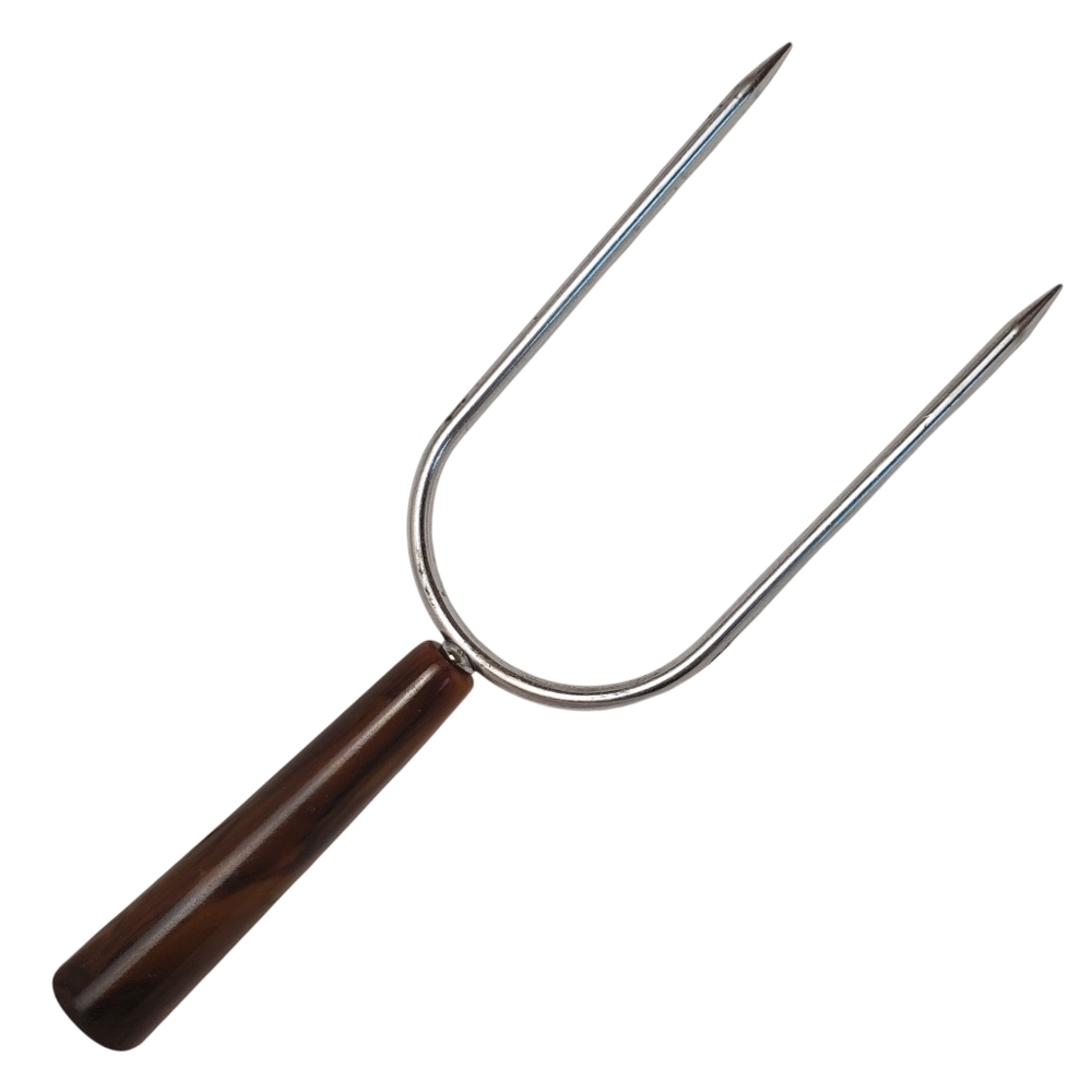 Vntg Bakelite Tortoise Handle and Stainless Steel Carving Fork.